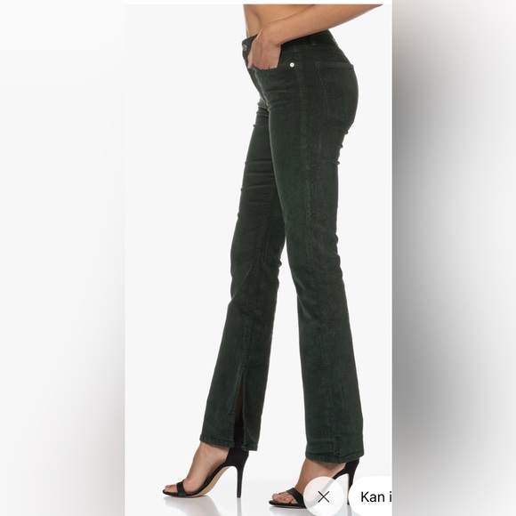 FRAME Le Mini Boot Ribbed Pine Green Velvet Pants Size 23 NWT - Picture 4 of 15